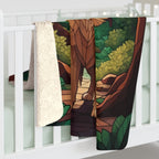 Golden Retriever Low Poly Forest Sherpa Fleece Blanket | Dog Lover Gift