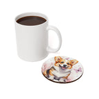 Corgi Watercolor Butterfly Bloom Drink Coaster | Premium Dog Prints | Tritan