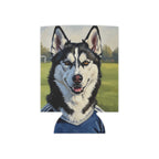Siberian Husky Oil Painting Soccer Portrait Can Cooler, Dog Art Gift for Pet Lover, Husky Decor Drinkware