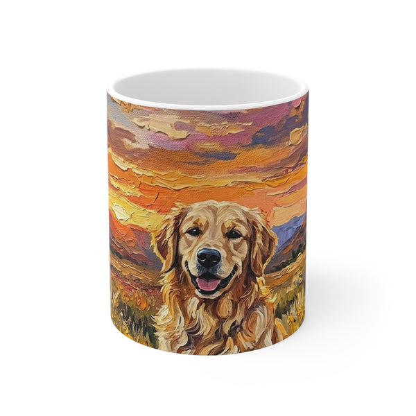 Golden Retriever Acrylic Gallery Print Sunset Prairie Coffee Mug | Premium Dog Prints | Tritan — primary view