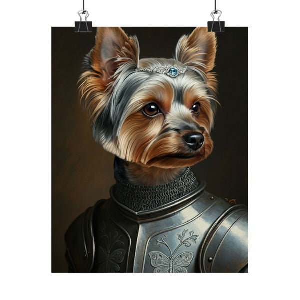 Yorkshire Terrier Medieval Knight Portrait Matte Poster, Regal Dog Art Print, Yorkshire Terrier Lover Gift, Wall Art