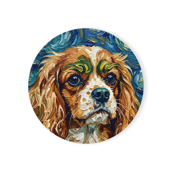 Cavalier King Charles Spaniel Post-Impressionist Oil Painting Coaster | Dog Art Gift | Pet Lover Decor | Cavalier Mom Dad Present