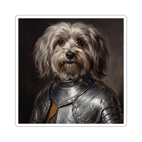 Havanese Medieval Knight Portrait Sticker, Dog Portrait Vinyl Decal, Kiss-Cut Sticker, Havanese Lover Gift