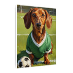 Dachshund Oil Painting Soccer Portrait Stretched Canvas Wall Art | Funny Dog Decor Gift | Pet Lover Home Art