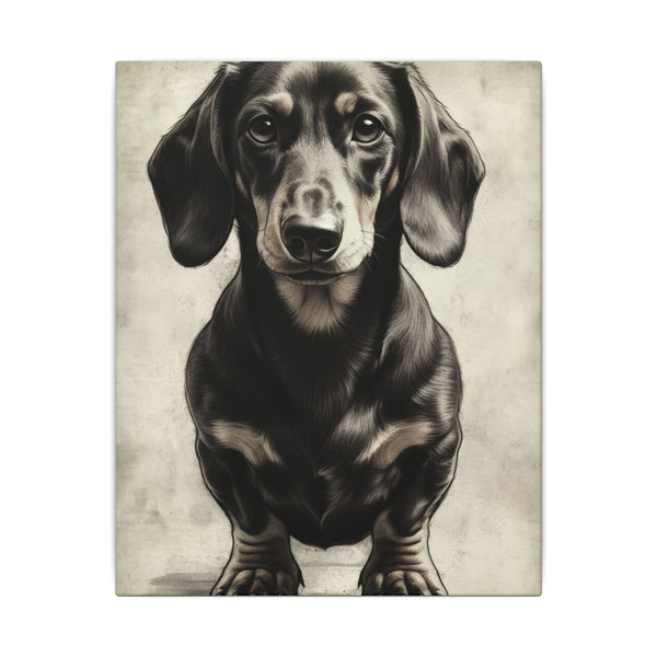 Dachshund Charcoal Portrait Canvas Wall Art | Sausage Dog Art Print, Pet Lover Gift, Minimalist Dog Decor, Dachshund Mom Dad Gift