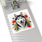 Siberian Husky Watercolor Wildflower Field Kiss-Cut Stickers | Premium Dog Prints | Tritan — view 9 of 12