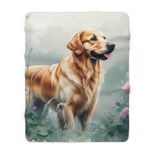 Golden Retriever Watercolor Rain Garden Throw Blanket | Premium Dog Prints | Tritan