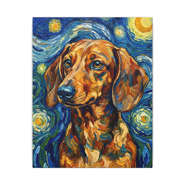 Dachshund Post-Impressionist Oil Painting Stretched Canvas Wall Art | Funny Dog Decor Gift | Pet Lover Home Art