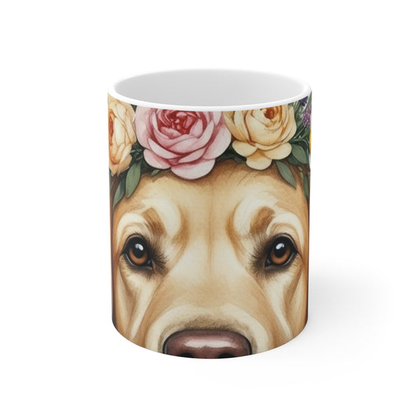 Labrador Retriever Watercolor Floral Crown Gift Set — Mug + Coaster + Sticker | Tritan