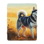 Siberian Husky Watercolor Meadow Golden Throw Blanket | Premium Dog Prints | Tritan — secondary view