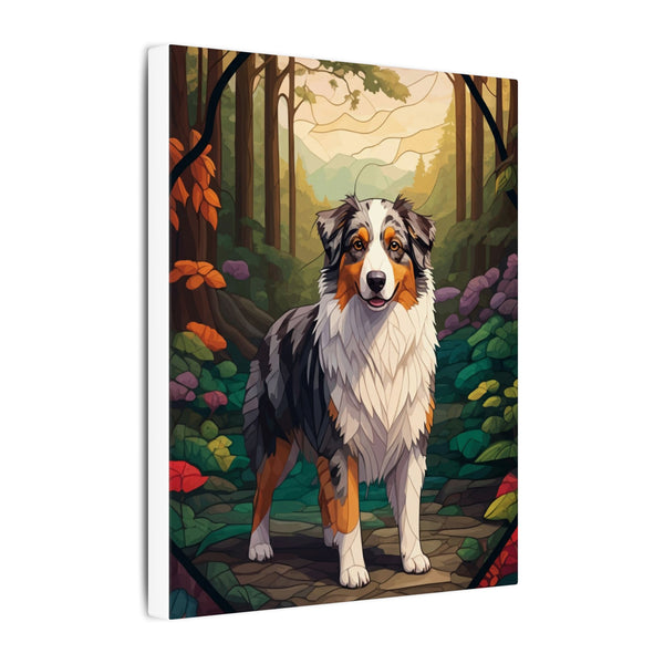 Australian Shepherd Stained Glass Wall Art, Aussie Dog Lover Gift, Pet Portrait Canvas Print Decor