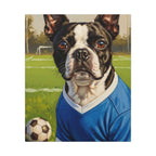 Boston Terrier Oil Painting Soccer Portrait Canvas Wall Art - Dog Lover Gift, Pet Decor, Sports Fan Home Art