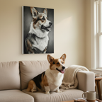 Corgi Charcoal Portrait Canvas Wall Art, Dog Lover Gift, Stretched Canvas Print, Pet Home Decor, Animal Art, Corgi Mom Dad Present