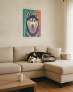 Siberian Husky Pop Art Canvas Print, Husky Wall Art Decor, Dog Lover Gift, Modern Pet Portrait