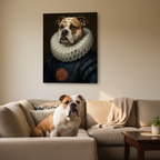 English Bulldog Renaissance Royal Portrait Canvas Wall Art, Regal Dog Painting, English Bulldog Lover Gift, Stretched Canvas