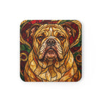 English Bulldog Stained Glass Warm Jewel Cork Back Coaster | Dog Lover Gift