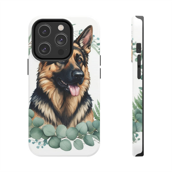 German Shepherd Watercolor Botanical Wreath Phone Case | Premium Dog Prints | Tritan