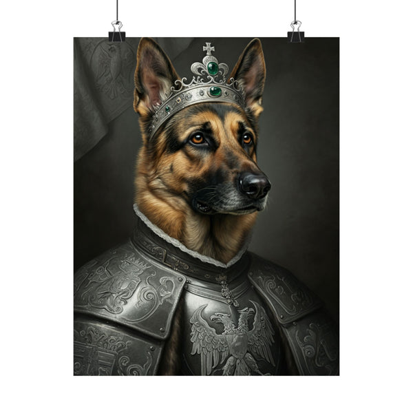 German Shepherd Kings & Queens Royal Portrait Matte Poster, Regal Dog Art Print, German Shepherd Lover Gift, Wall Art