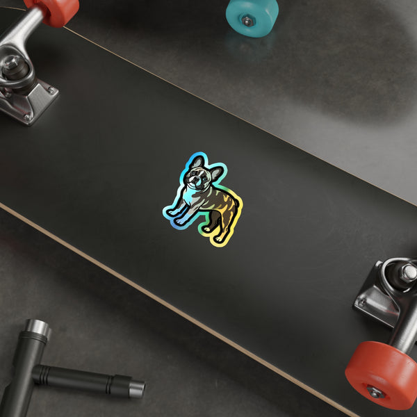 Pop Art French Bulldog Holo Sticker | Tritan — Lifestyle View