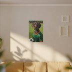 German Shorthaired Pointer Oil Painting Soccer Portrait Wall Art, GSP Dog Lover Gift, Canine Decor, Fetching Football Fan Canvas