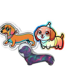 Dachshund Pocket Pack — 3 Art Styles | Sticker + Magnet + Keychain