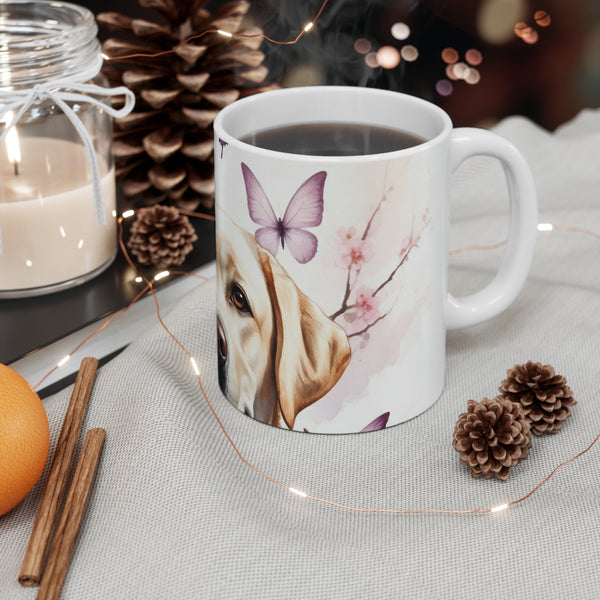Labrador Retriever Watercolor Butterfly Bloom Coffee Mug | Premium Dog Prints | Tritan — Lifestyle View