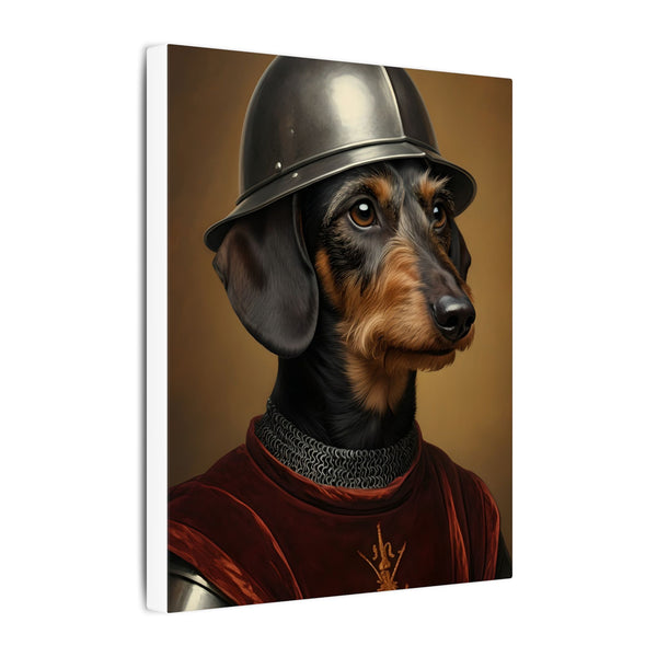 Dachshund Medieval Knight Portrait Canvas Wall Art, Regal Dog Painting, Dachshund Lover Gift, Stretched Canvas