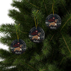 Pack of 3 Boxer Christmas ornaments on a Christmas tree