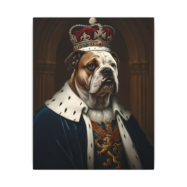 English Bulldog Kings & Queens Royal Portrait Canvas Wall Art, Regal Dog Painting, English Bulldog Lover Gift, Stretched Canvas