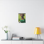 German Shorthaired Pointer Oil Painting Soccer Portrait Wall Art, GSP Dog Lover Gift, Canine Decor, Fetching Football Fan Canvas