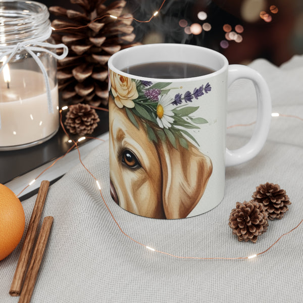 Labrador Retriever Watercolor Floral Crown Coffee Mug | Premium Dog Prints | Tritan — Lifestyle View