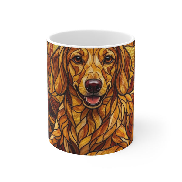Dachshund Stained Glass Warm Jewel Ceramic Mug 11oz | Dog Lover Gift