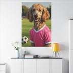 Poodle Oil Painting Soccer Portrait Wall Art, Poodle Mom Gift, Dog Lover Decor, Stretched Canvas Print