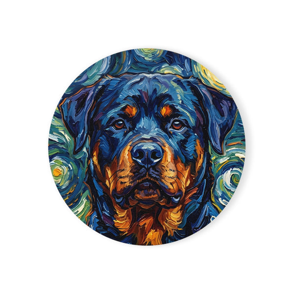 Rottweiler Coaster | Post-Impressionist Oil Painting Dog Art | Pet Gift for Her Him | Dog Lover Decor