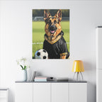 German Shepherd Oil Painting Soccer Portrait Canvas Wall Art Decor, Dog Lover Gift, Pet Owner Present, GSD Art Print