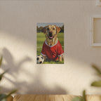 Labrador Retriever Oil Painting Soccer Portrait Canvas, Lab Dog Wall Art Decor, Sports Fan Gift for Home, Pet Art