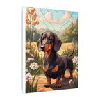 Dachshund Stained Glass Canvas Wall Art, Doxie Dog Lover Gift, Pet Portrait, Wiener Dog Art Print, Home Decor