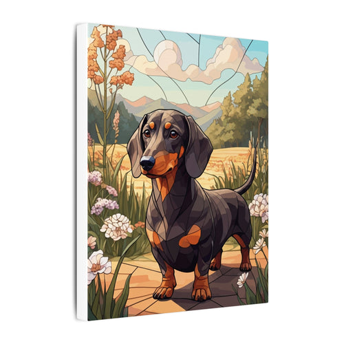 Dachshund Stained Glass Canvas Wall Art, Doxie Dog Lover Gift, Pet Portrait, Wiener Dog Art Print, Home Decor