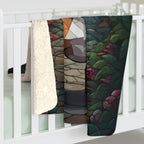 French Bulldog Low Poly Forest Sherpa Fleece Blanket | Dog Lover Gift
