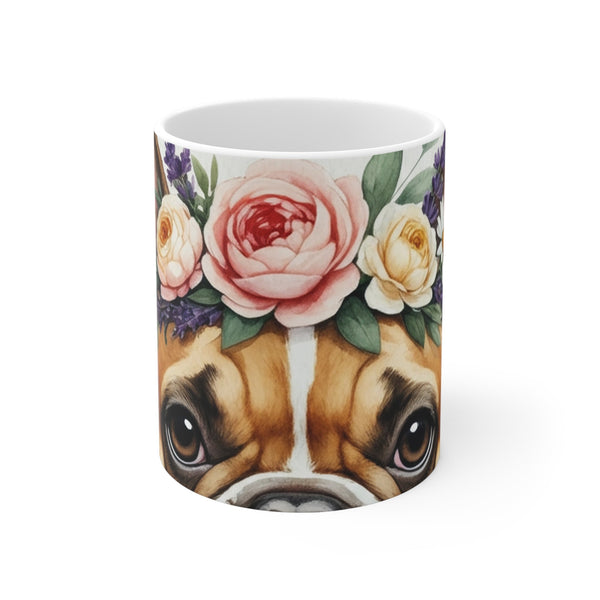 French Bulldog Watercolor Floral Crown Gift Set — Mug + Coaster + Sticker | Tritan