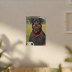 Rottweiler Oil Painting Soccer Portrait Canvas Wall Art Decor | Rottie Dog Lover Gift | Premium Pet Portrait Print