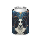 Border Collie America 250 Patriotic Dog Pattern Can Cooler | America 250 Pattern Drinkware Gift for Dog Lovers | Summer Party Decor