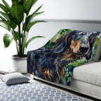 Dachshund Watercolor Rain Garden Throw Blanket | Premium Dog Art | Tritan