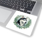Siberian Husky Watercolor Botanical Wreath Kiss-Cut Stickers | Premium Dog Prints | Tritan — view 7 of 12