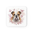 English Bulldog Watercolor Butterfly Bloom Drink Coaster | Premium Dog Prints | Tritan