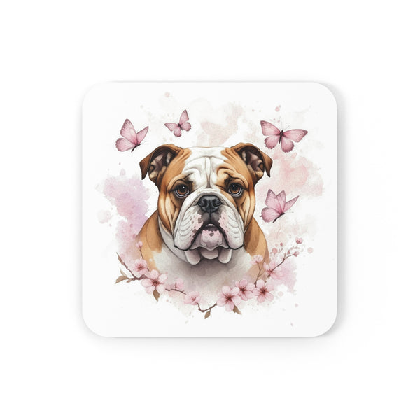 English Bulldog Watercolor Butterfly Bloom Drink Coaster | Premium Dog Prints | Tritan — Lifestyle View