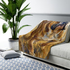 English Bulldog Watercolor Meadow Golden Throw Blanket | Premium Dog Art | Tritan