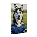 Siberian Husky Oil Painting Soccer Portrait Canvas Art | Dog Wall Decor | Pet Lover Gift for Sports Fans