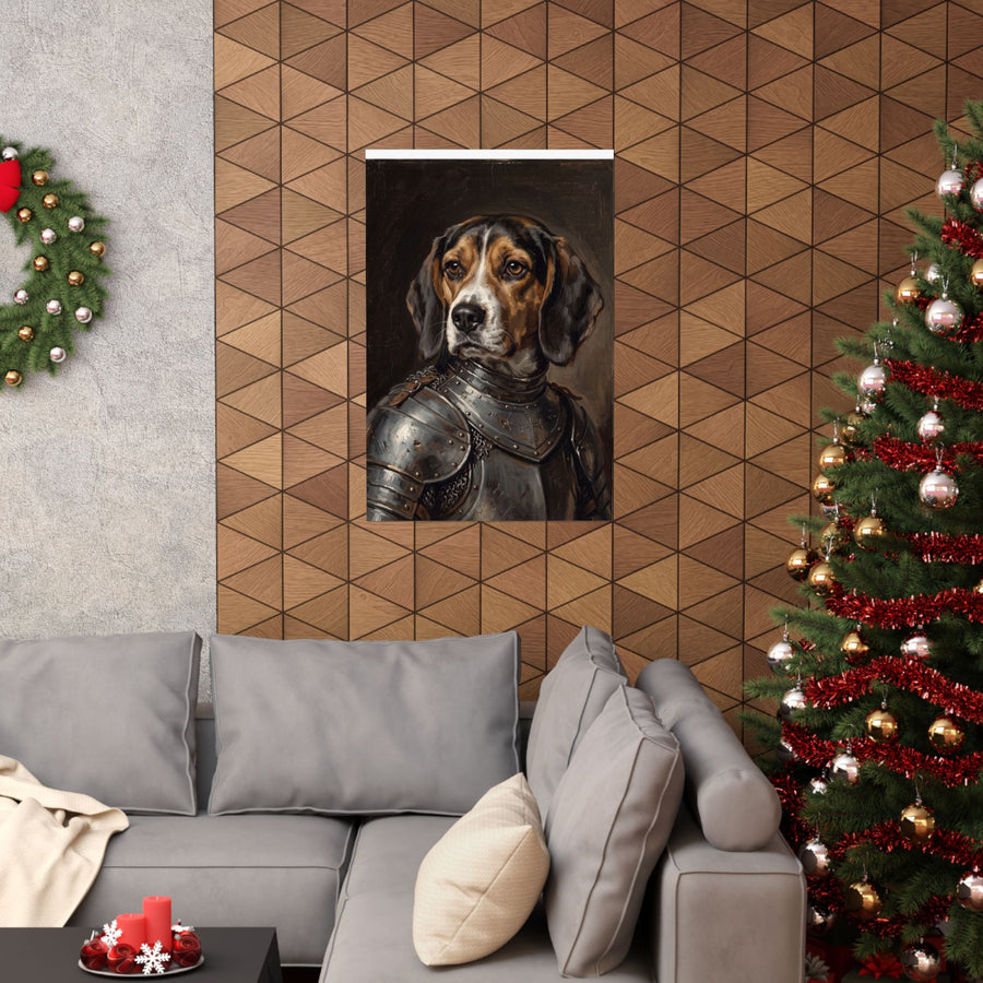 Beagle Medieval Knight Portrait Matte Poster, Regal Dog Art Print, Beagle Lover Gift, Wall Art