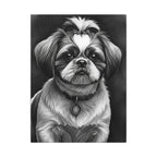 Shih Tzu Charcoal Portrait Canvas Wall Art - Dog Lover Gift, Pet Owner Decor, Modern Animal Art